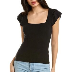NATION LTD Alicia Smocked T-shirt In Black size M